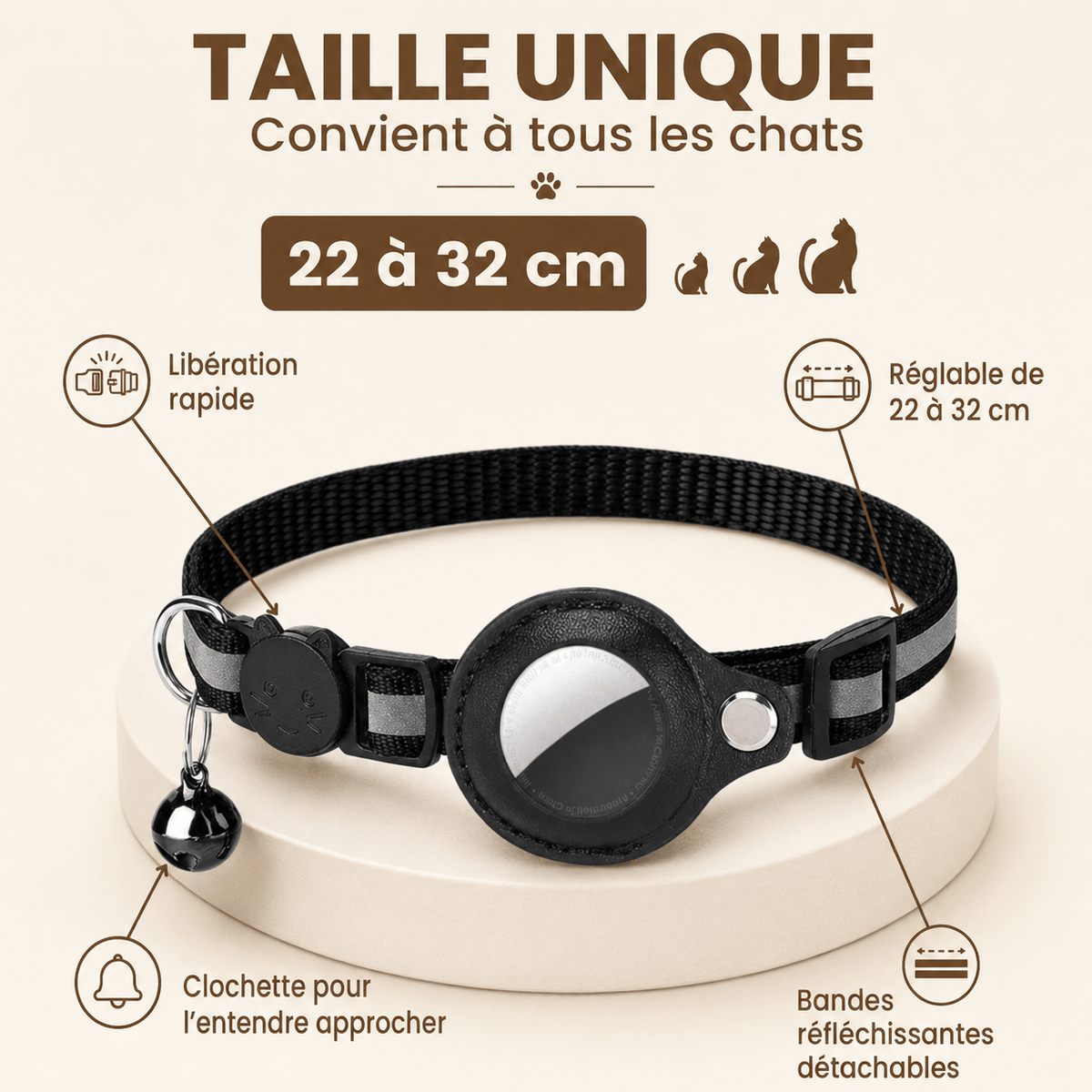 Miaou & Co Collier Support AirTag pour Chat - Localisation Précise