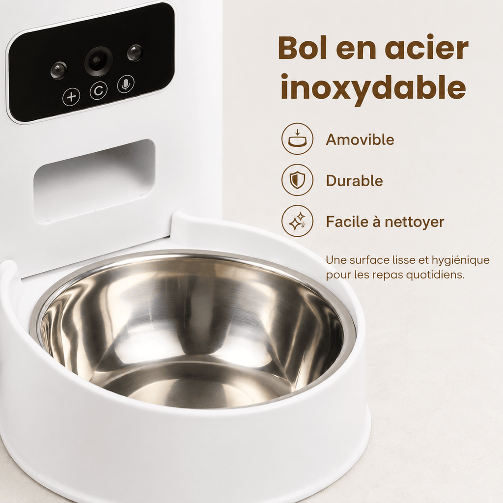 Miaou & Co Distributeur Automatique pour Chat avec Caméra et Double Gamelle - Idéal 2 Chats