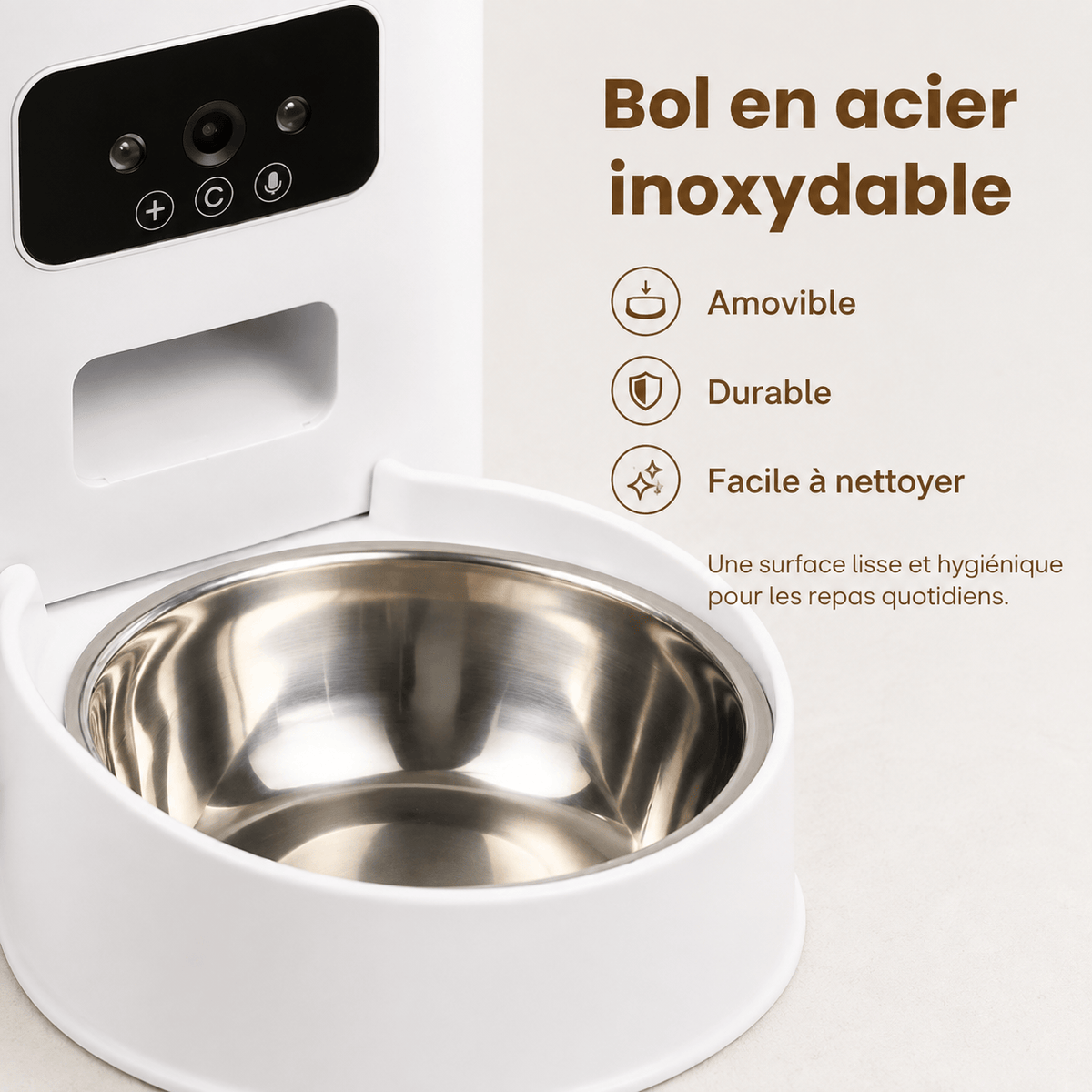 Miaou & Co Distributeur Automatique pour Chat avec Caméra et Double Gamelle - Idéal 2 Chats