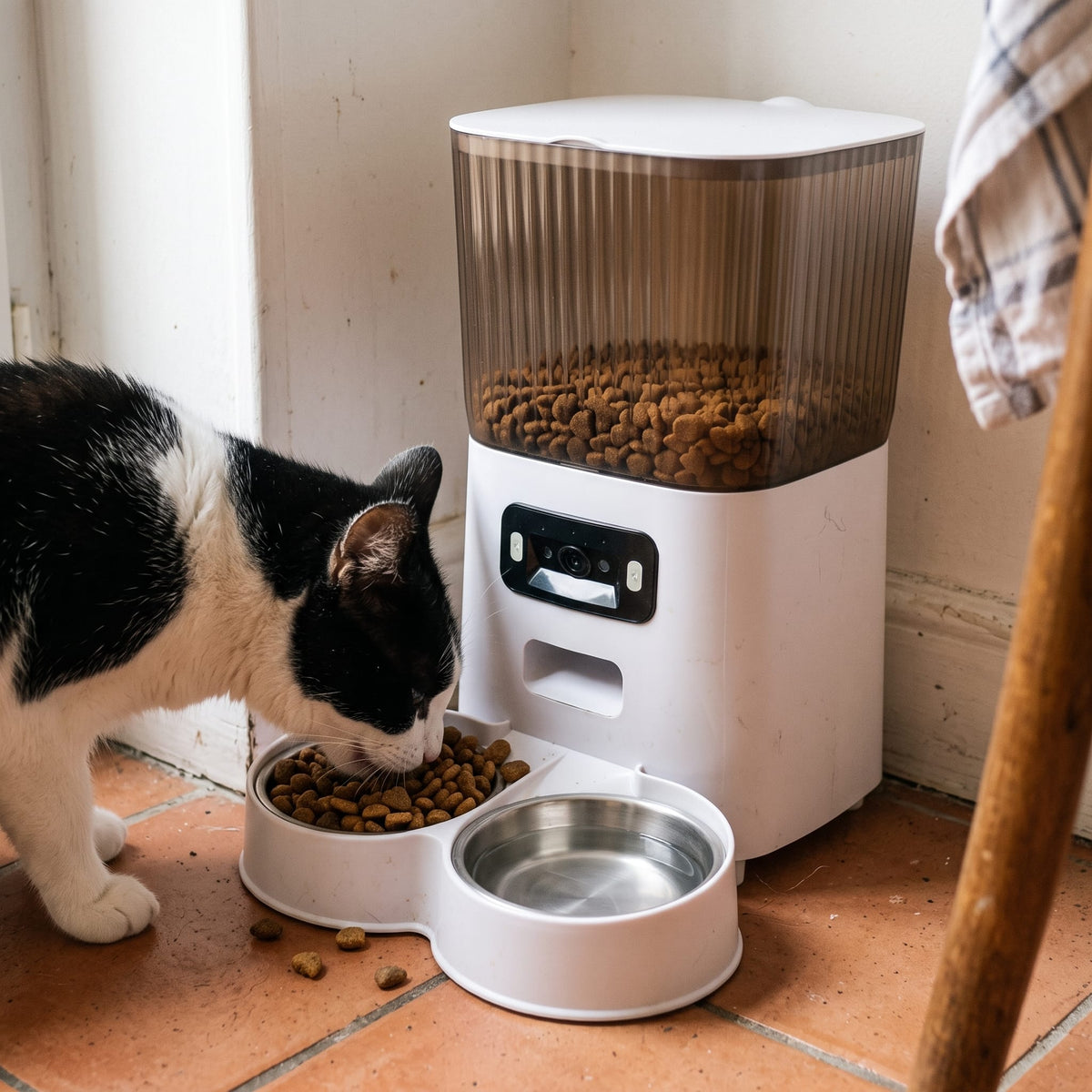 Miaou & Co Distributeur Automatique pour Chat avec Caméra et Double Gamelle - Idéal 2 Chats