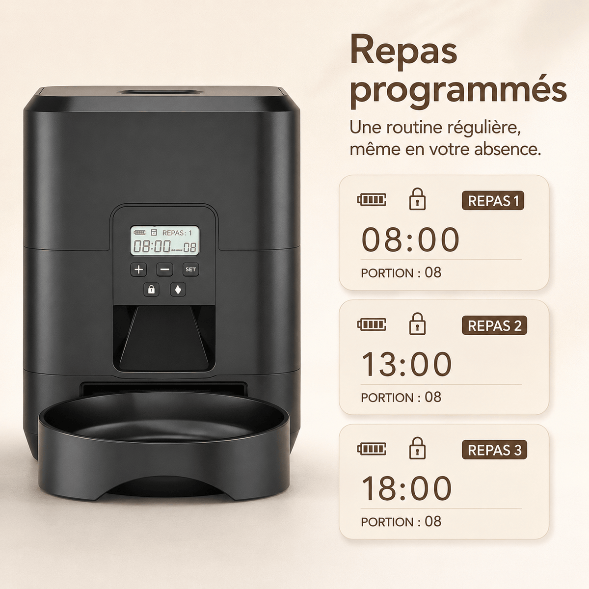 Miaou & Co Distributeur Automatique Programmable de Croquettes pour Chat