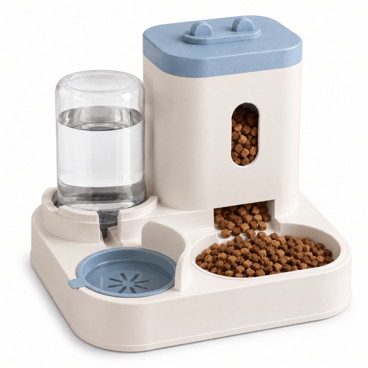 Miaou & Co Distributeur de Croquettes 2-en-1 pour Chat avec Fontaine à Eau - Repas et Hydratation