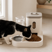 Miaou & Co Distributeur de Croquettes 2-en-1 pour Chat avec Fontaine à Eau - Repas et Hydratation