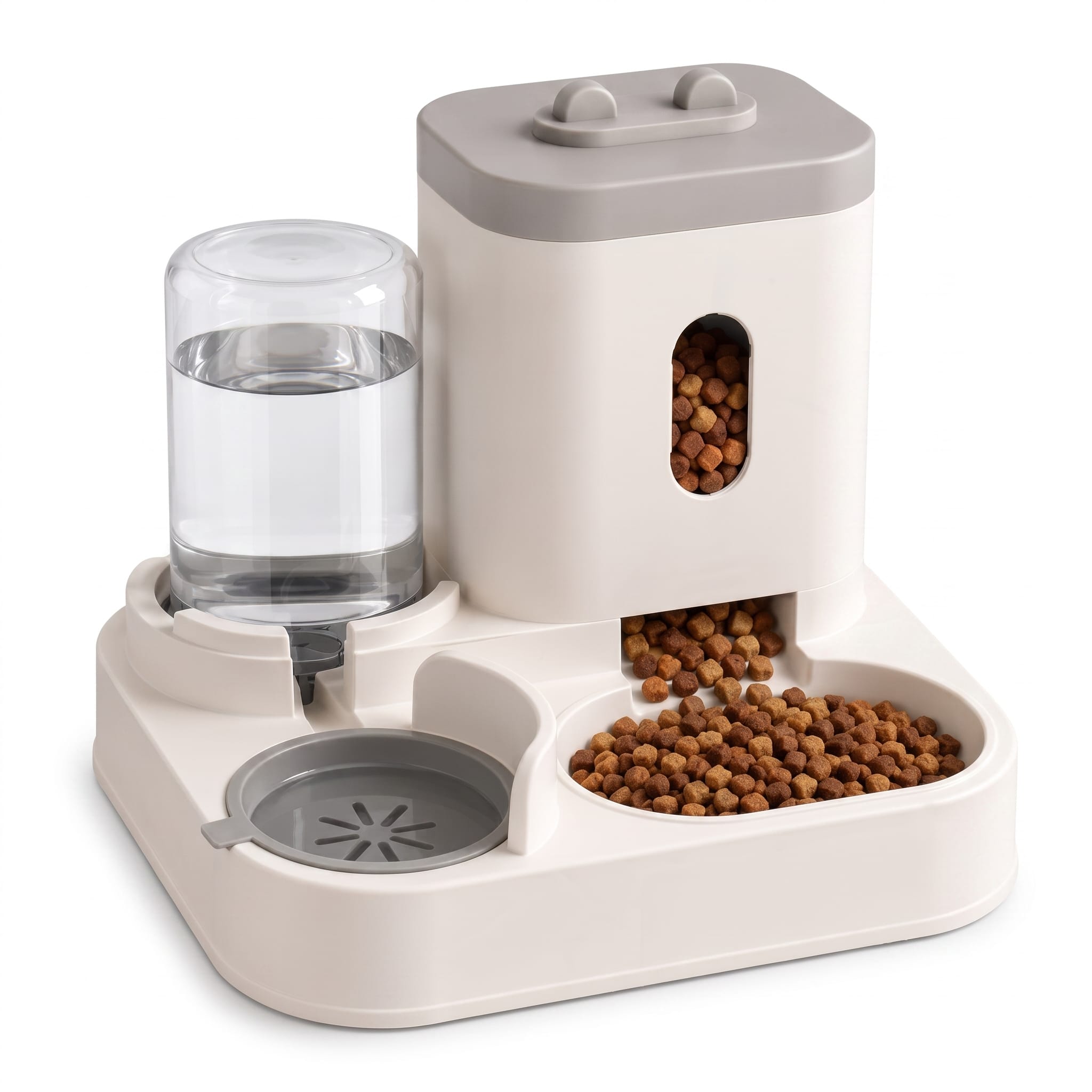 Miaou & Co Distributeur de Croquettes 2-en-1 pour Chat avec Fontaine à Eau - Repas et Hydratation