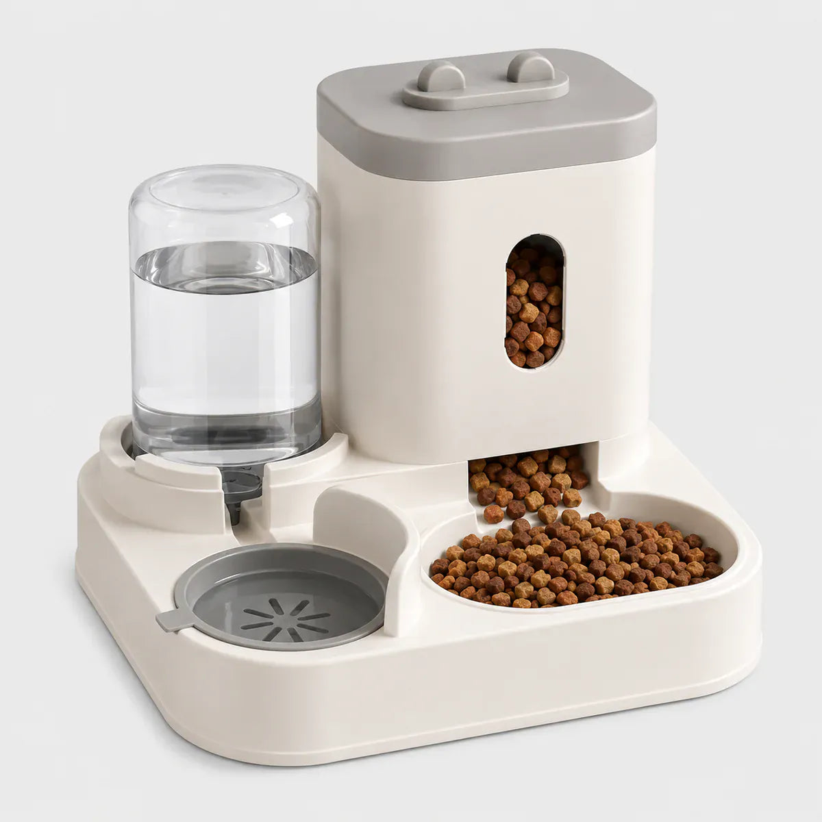 Miaou & Co Distributeur de Croquettes 2-en-1 pour Chat avec Fontaine à Eau - Repas et Hydratation