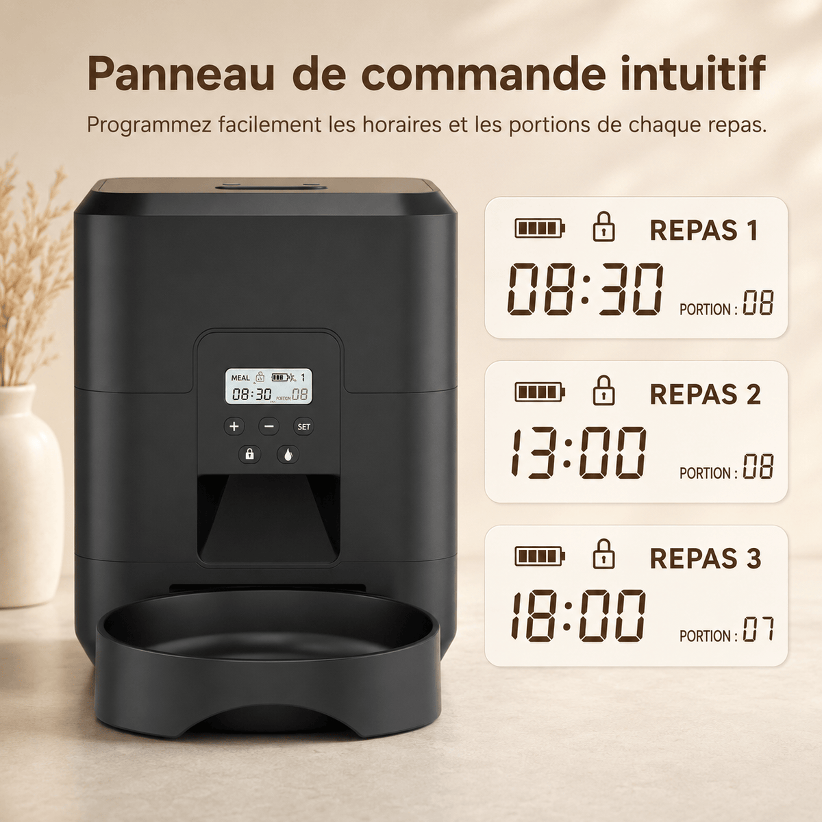 Miaou & Co Distributeur Programmable de Croquettes pour Chat avec Wifi