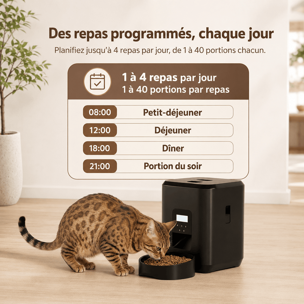Miaou & Co Distributeur Programmable de Croquettes pour Chat avec Wifi