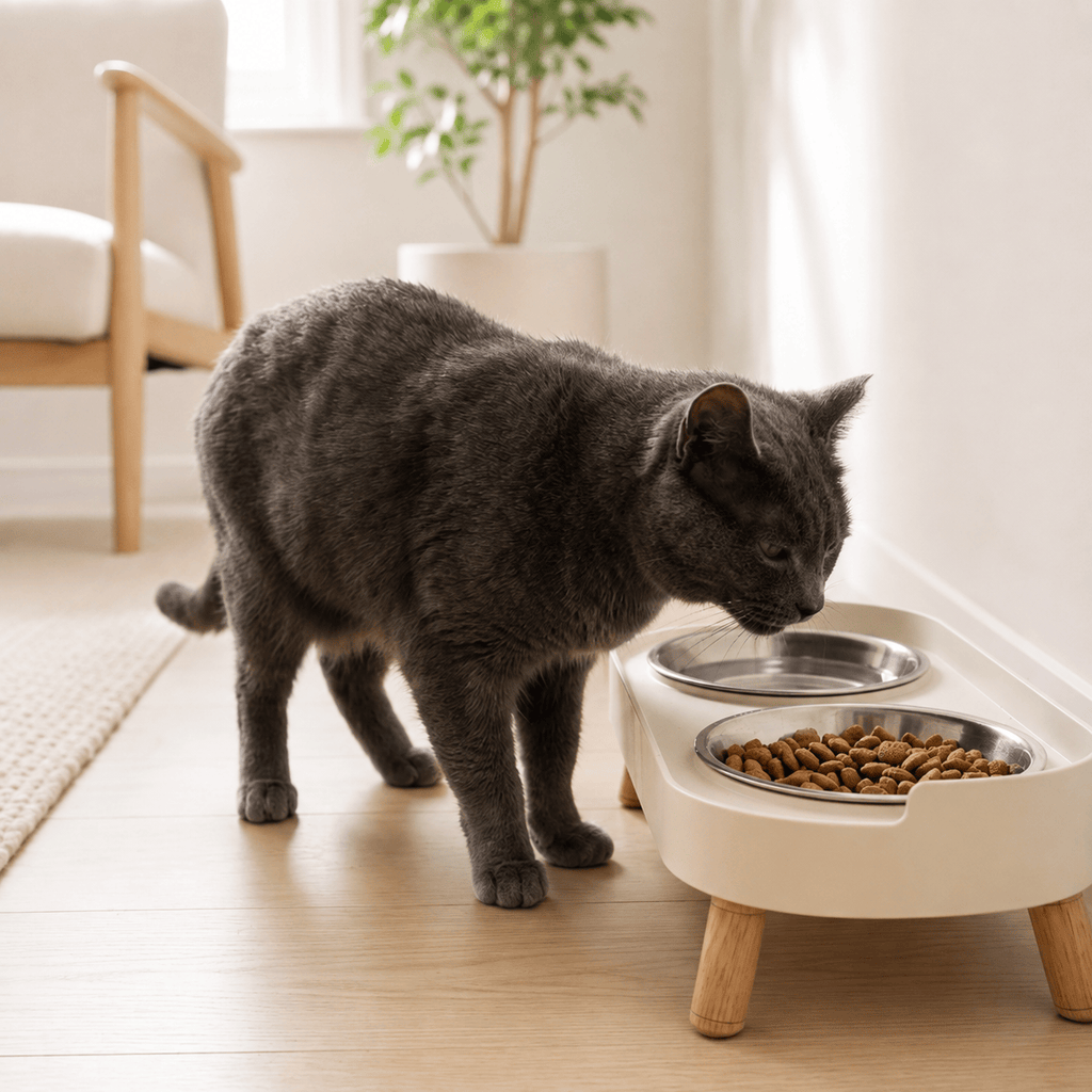 Miaou & Co Double Gamelle Chat Surélevée - Anti-Éclaboussures