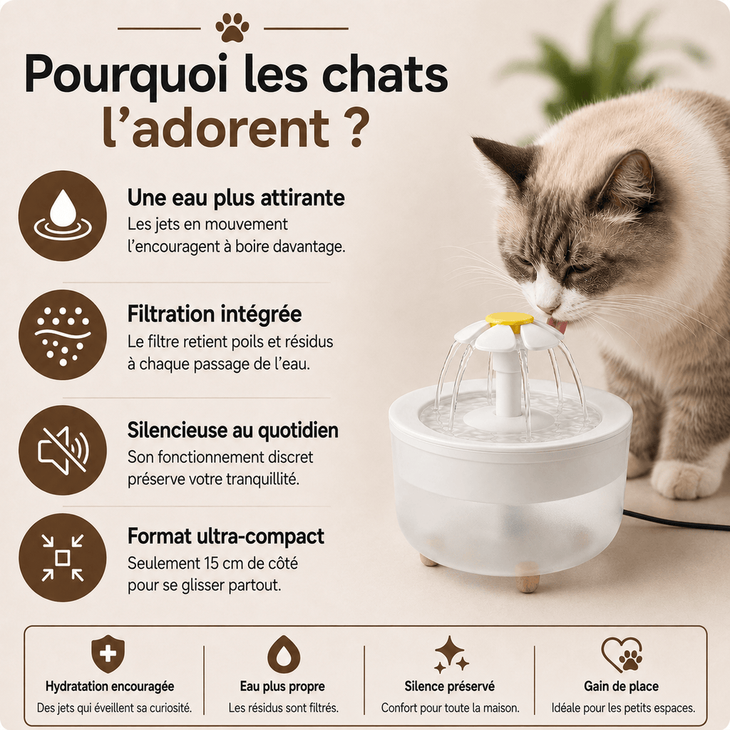 Miaou & Co Fontaine à Eau Chat Fleur