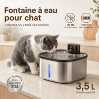 Miaou & Co Fontaine à Eau Intelligente Sans Fil pour Chat 3,5 L en Acier Inoxydable