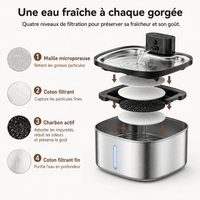 Miaou & Co Fontaine à Eau Intelligente Sans Fil pour Chat 3,5 L en Acier Inoxydable