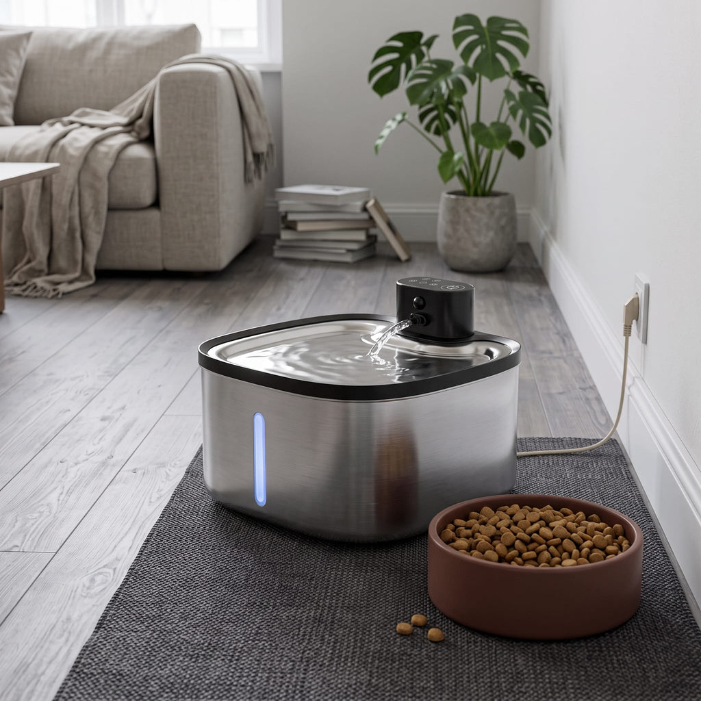 Miaou & Co Fontaine à Eau Intelligente Sans Fil pour Chat 3,5 L en Acier Inoxydable