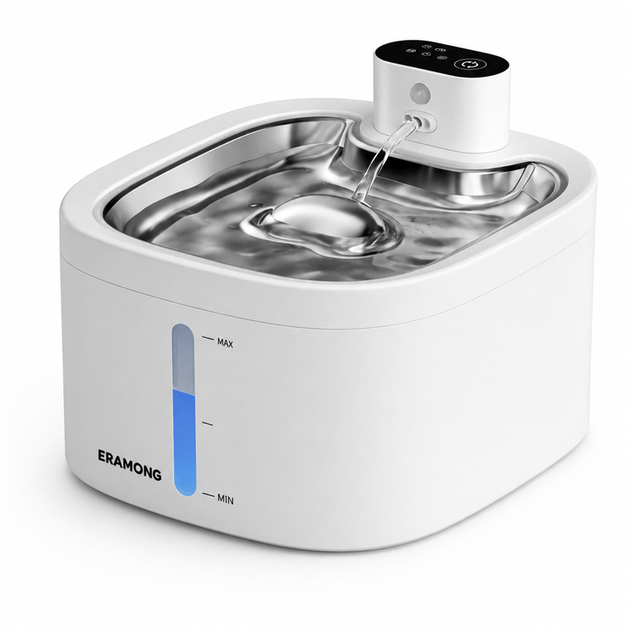 Miaou & Co Fontaine à Eau pour Chat avec Détecteur de Mouvement en Acier Inoxydable
