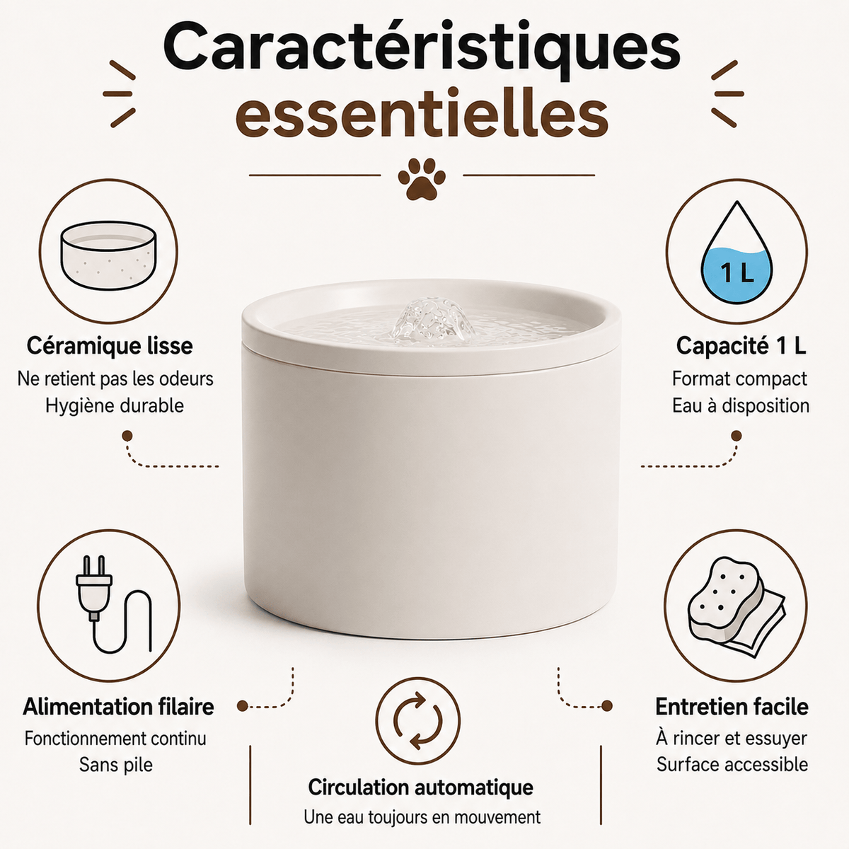 Miaou & Co Fontaine à Eau pour Chat en Céramique 1 L