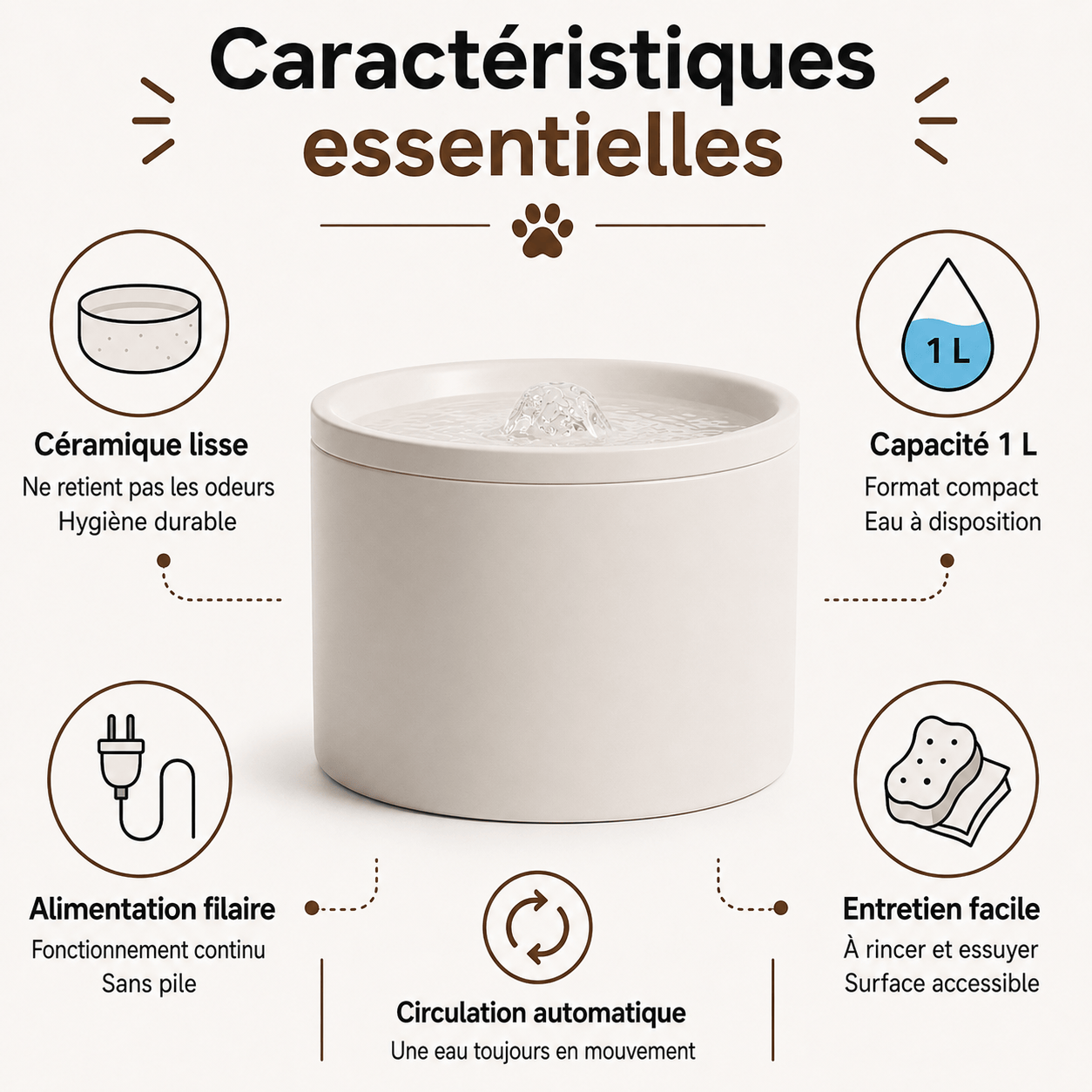 Miaou & Co Fontaine à Eau pour Chat en Céramique 1 L Image
