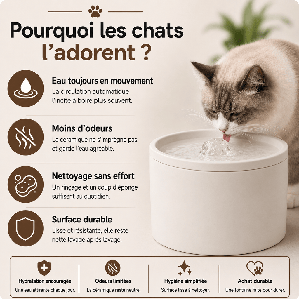 Miaou & Co Fontaine à Eau pour Chat en Céramique 1 L