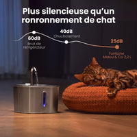 Miaou & co  Fontaine à Eau Pour Chat en Inox Automatique