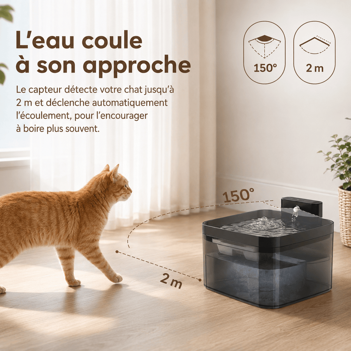 Miaou & Co Fontaine à Eau pour Chat sans Fil avec Batterie Intégrée