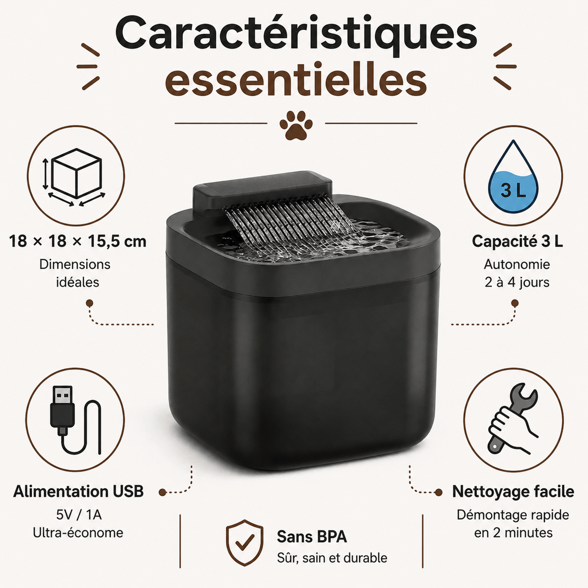 Miaou & Co Fontaine à Eau pour Chat USB 3L