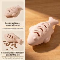 Miaou & Co Jouet Distributeur de Croquettes pour Chat Forme Poisson - Régule l'Appétit
