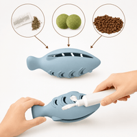 Miaou & Co Jouet Distributeur de Croquettes pour Chat Forme Poisson - Régule l'Appétit