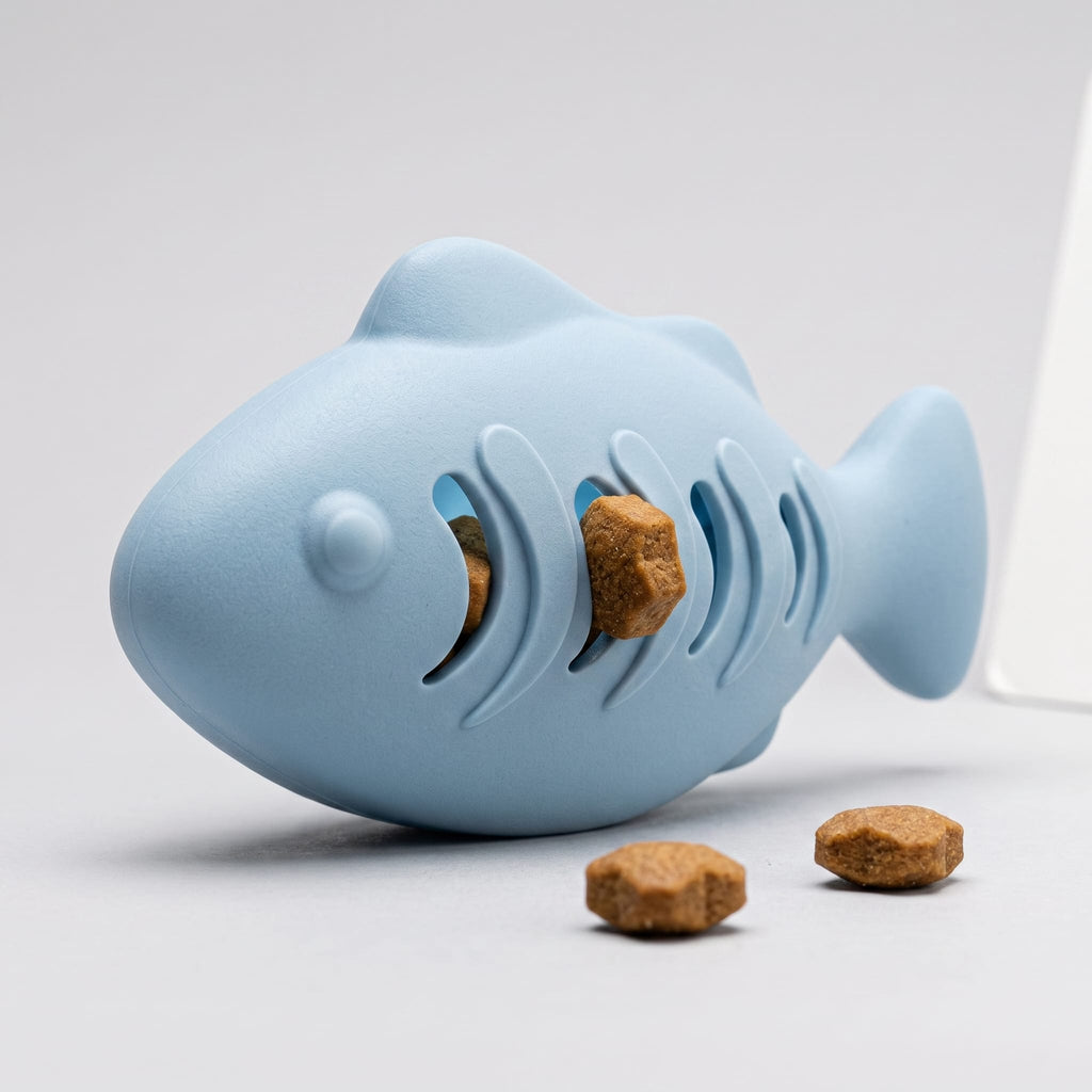 Miaou & Co Jouet Distributeur de Croquettes pour Chat Forme Poisson - Régule l'Appétit