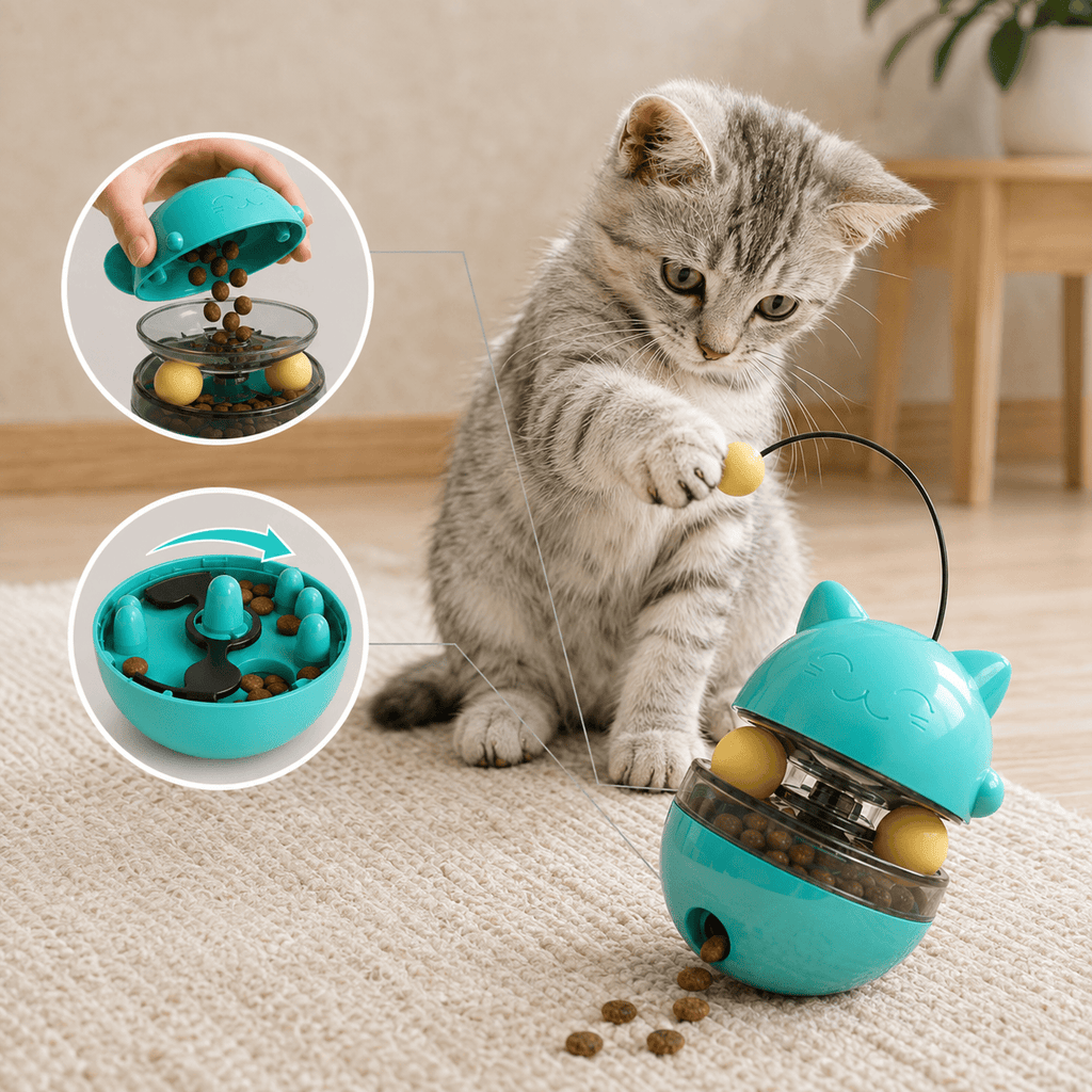 Miaou & Co Jouet Distributeur de Friandises pour Chat - Anti-Ennui