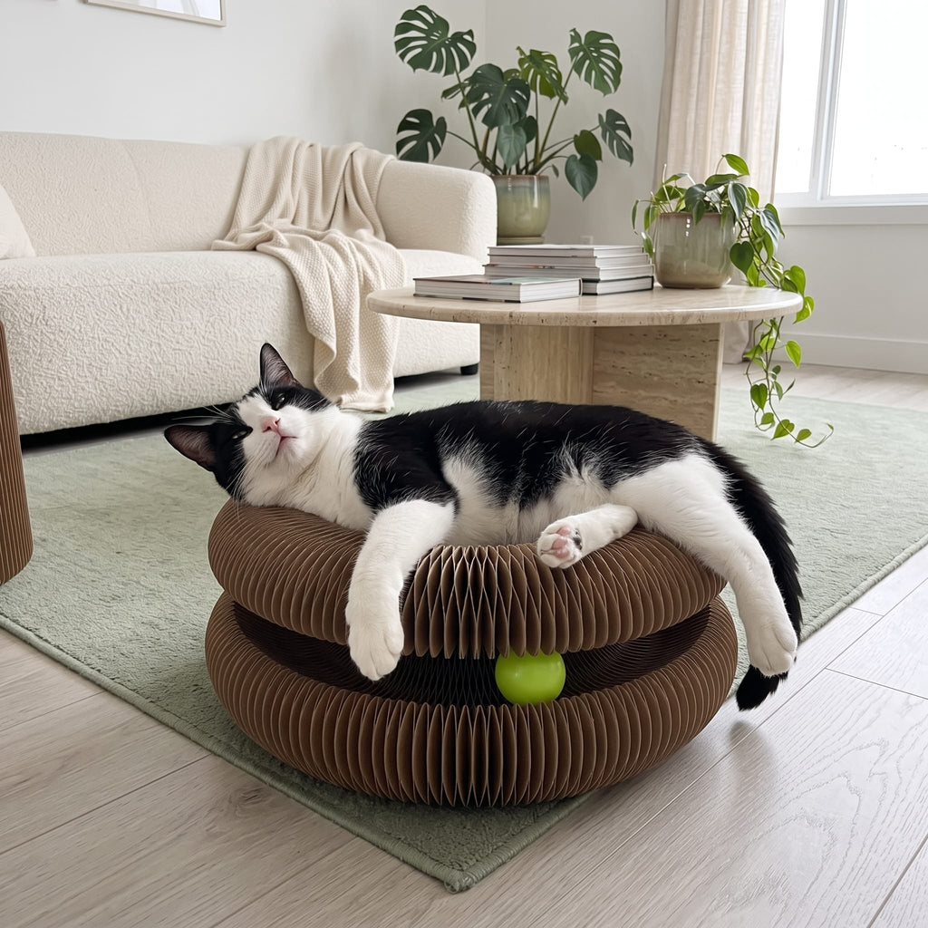 Miaou & Co Jouet Griffoir Interactif pour Chat avec Balle Intégrée - Anti-Ennui