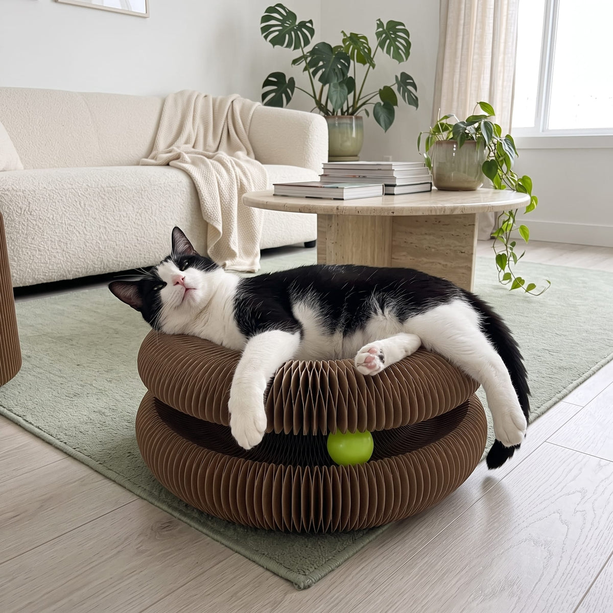 Miaou & Co Jouet Griffoir Interactif pour Chat avec Balle Intégrée - Anti-Ennui