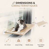 Miaou & Co Lit pour Chat en Hauteur à Ventouses - Sans Perçage
