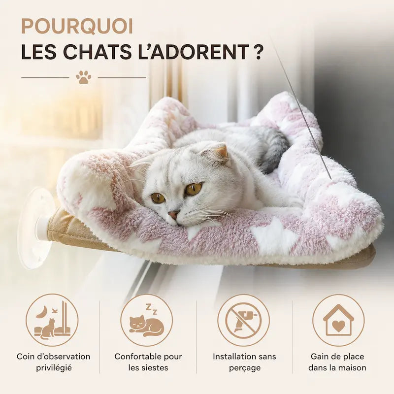 Miaou & Co Lit pour Chat en Hauteur à Ventouses - Sans Perçage