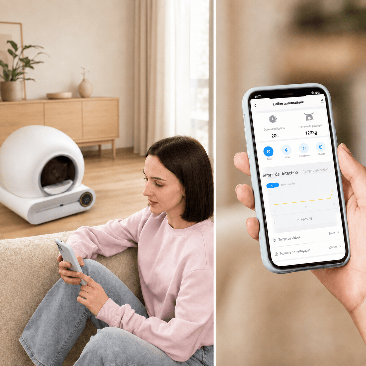 Miaou & Co Litière Autonettoyante Automatique pour Chat