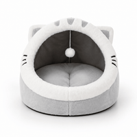Miaou & Co Panier Igloo pour Chat Fermé avec Coussin Réversible et Pompon