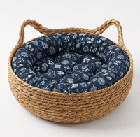 Miaou & Co Panier pour Chat en Osier 45cm - Coussin Peluche Inclus