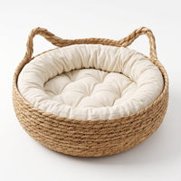 Miaou & Co Panier pour Chat en Osier 45cm - Coussin Peluche Inclus