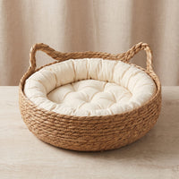Miaou & Co Panier pour Chat en Osier 45cm - Coussin Peluche Inclus