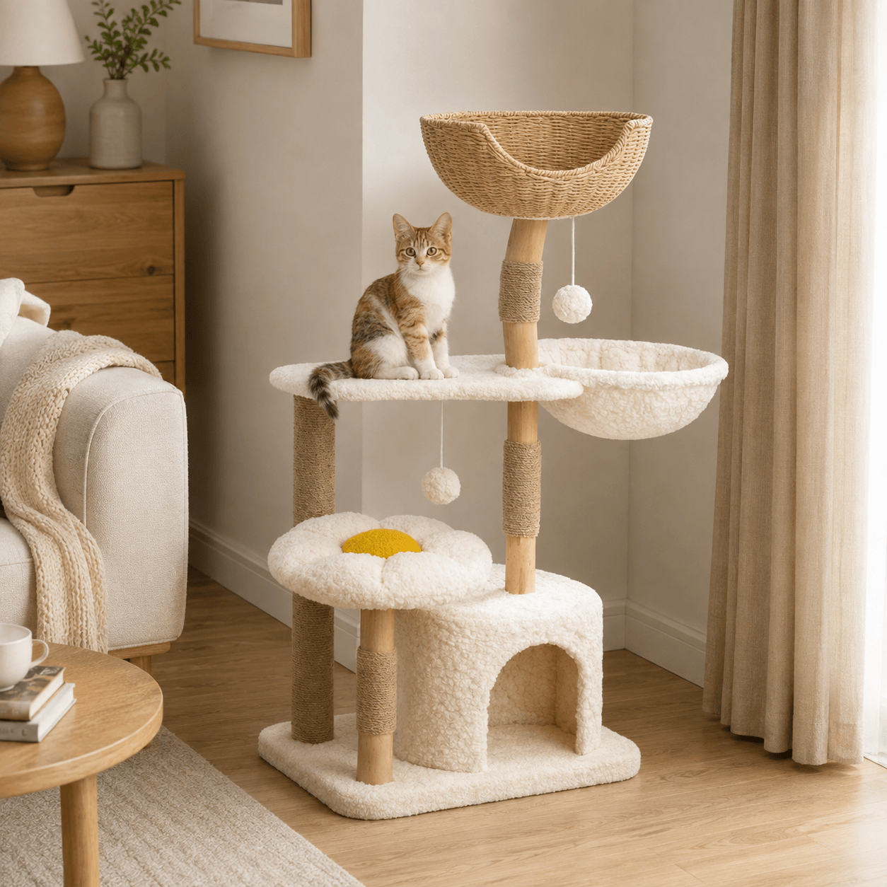 Miaou & Co Petit Arbre à Chat avec Niche Intégrée