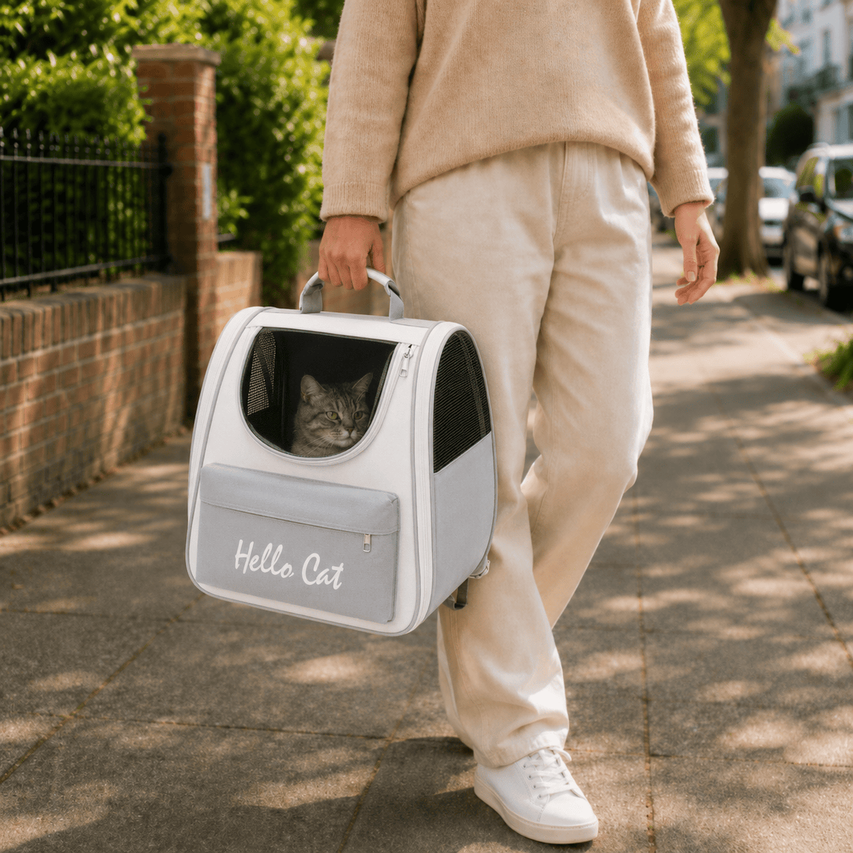 Miaou & Co Sac à dos de transport pour chat avec hublot transparent et parois respirantes Image