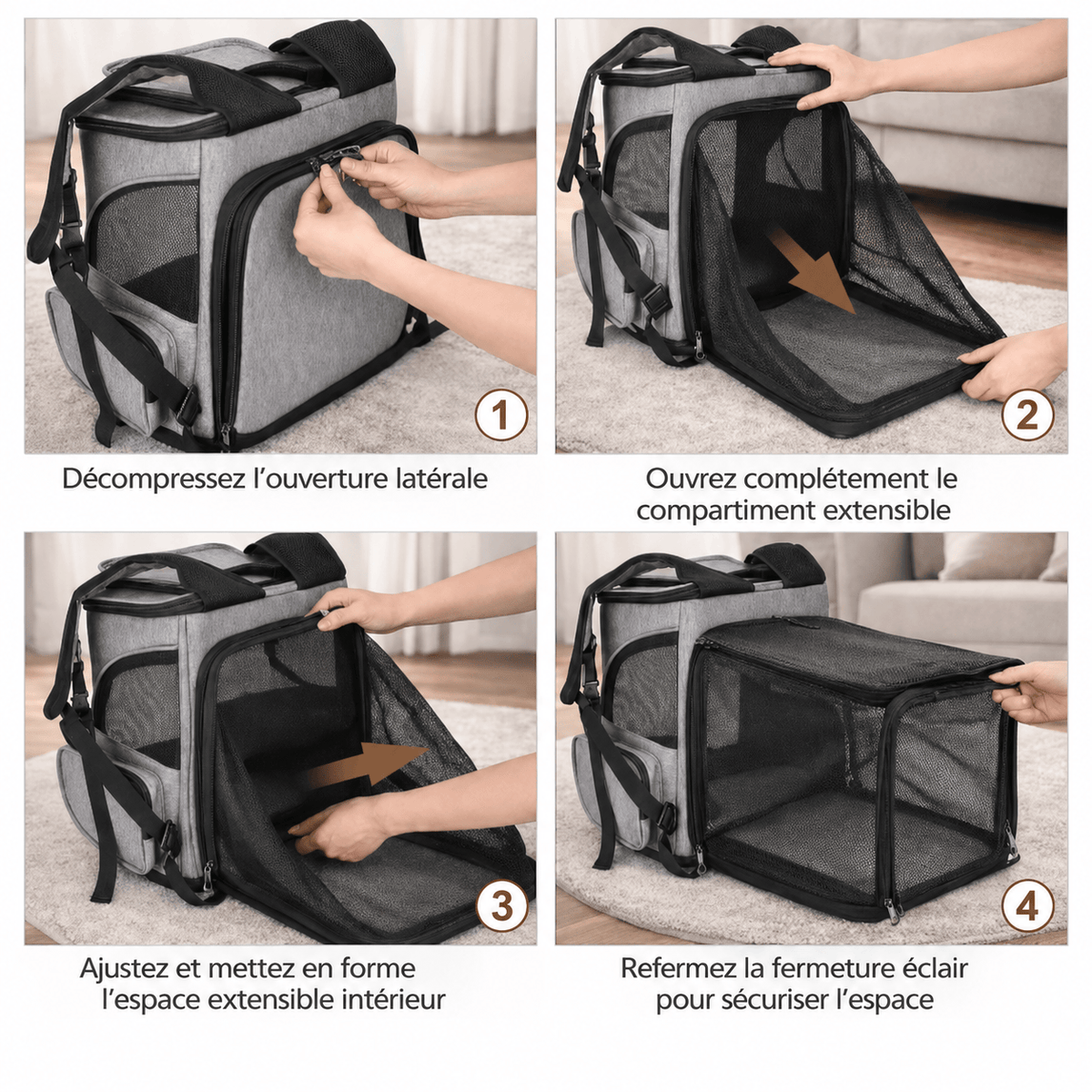Miaou & Co Sac à Dos de Transport pour Chat Randonnée Extensible