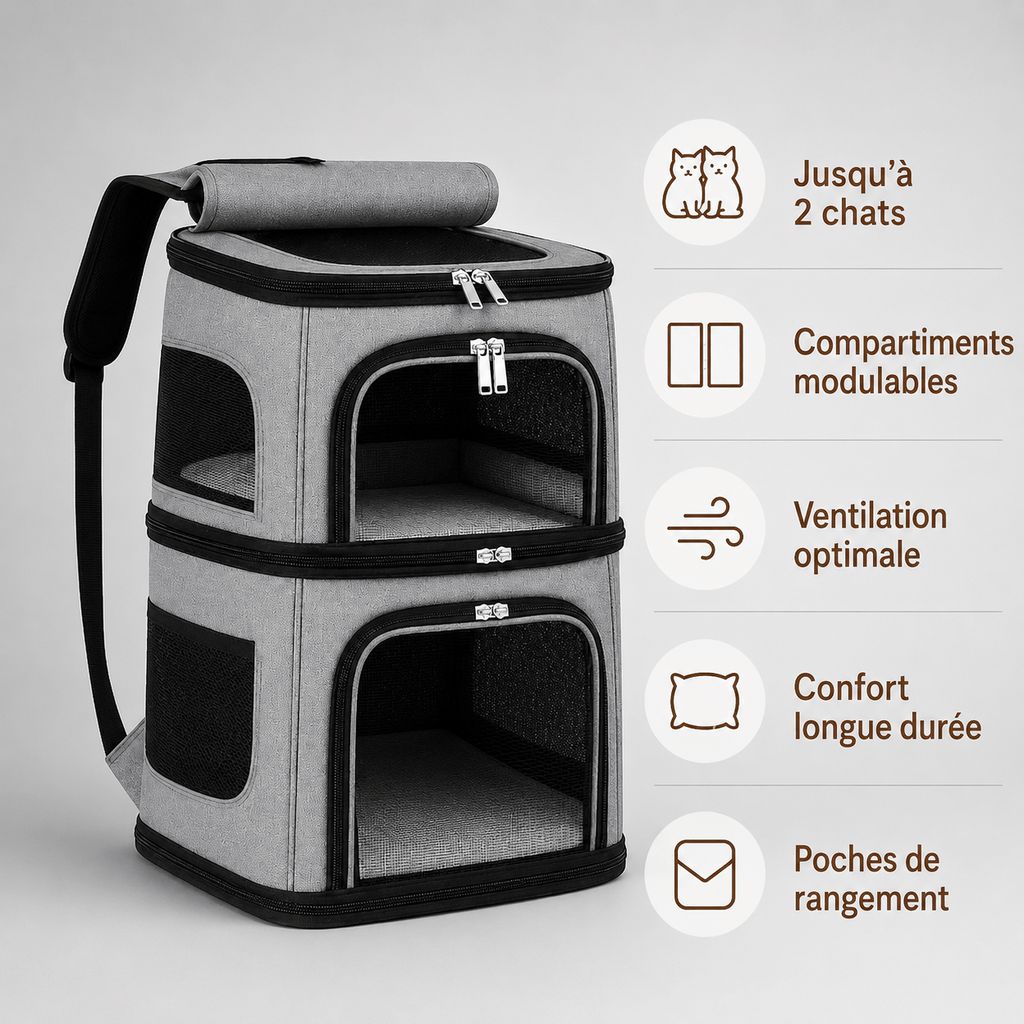 Miaou & Co Sac à Dos pour 2 Chats