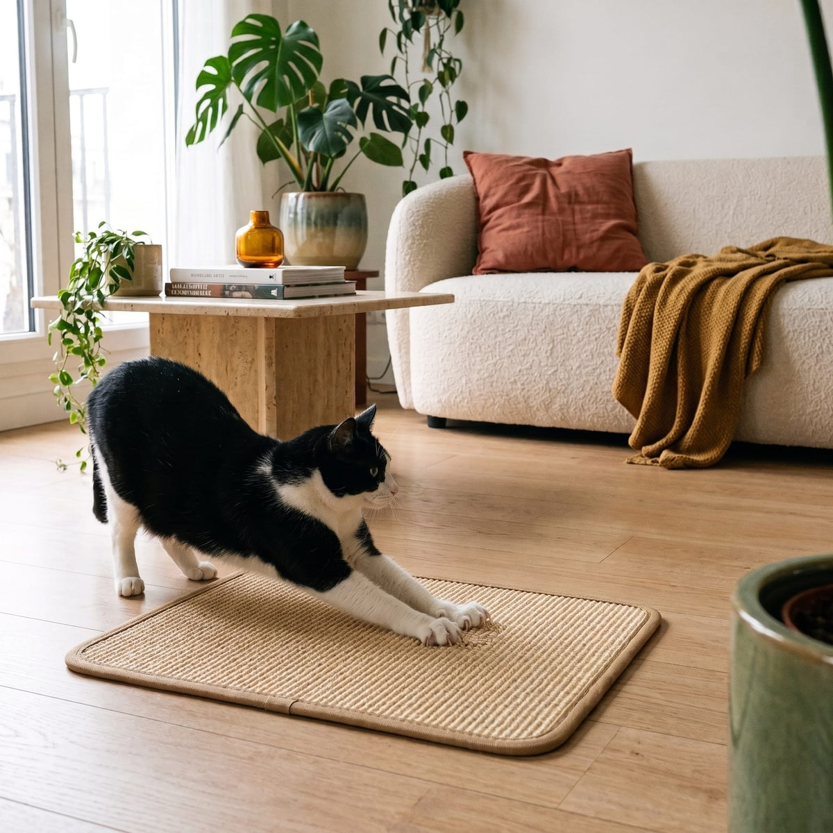 Miaou & Co Tapis Griffoir pour Chat en Sisal Naturel - Protège Canapé et Meubles