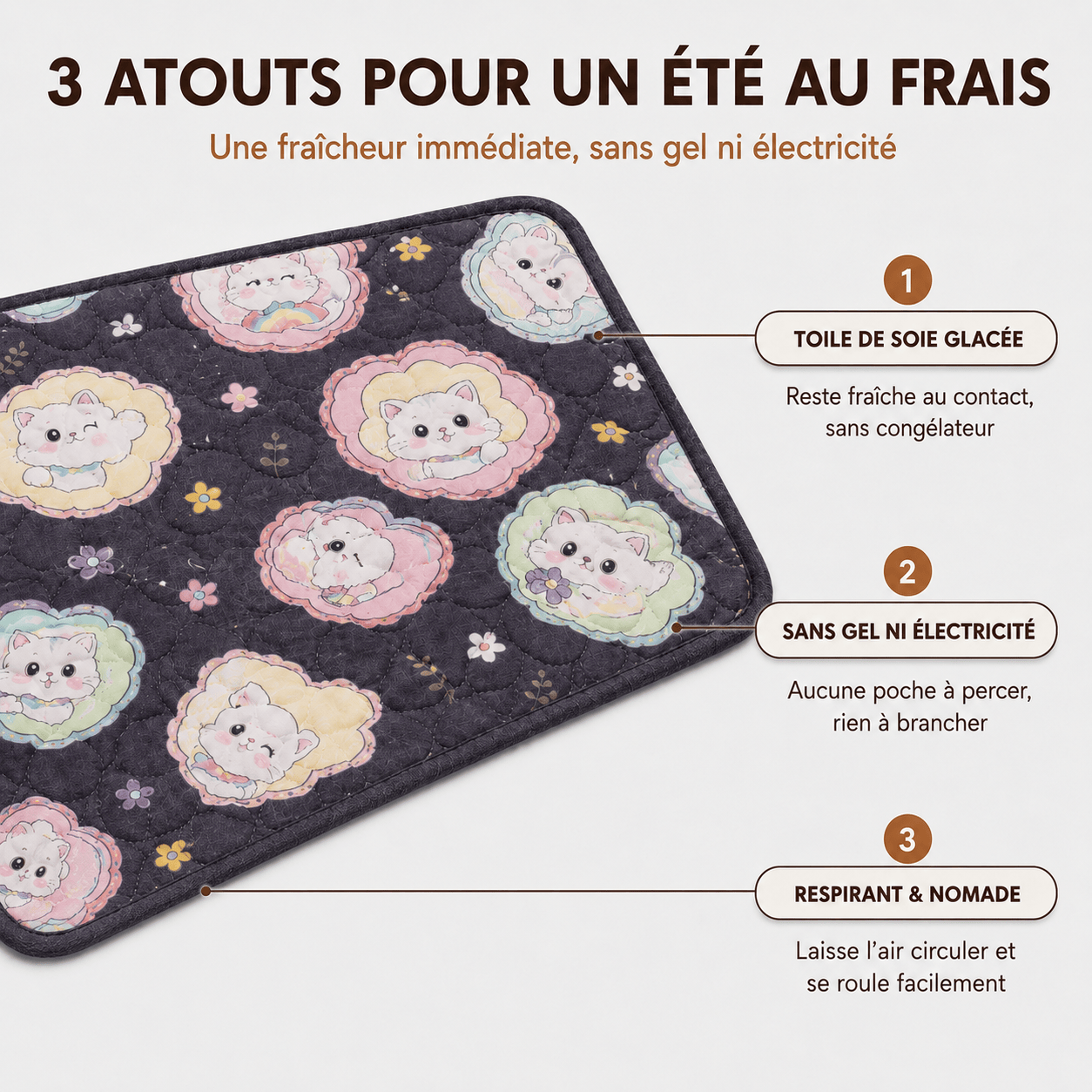 Miaou & Co Tapis Rafraîchissant pour Chat sans Gel
