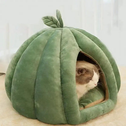 Panier Citrouille Semi-Fermé pour Chat - Cocon Design Douillet 2 Tailles S et M | Miaou&Co