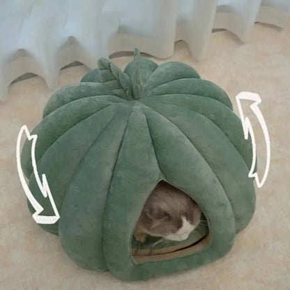 Panier Citrouille Semi-Fermé pour Chat - Cocon Design Douillet 2 Tailles S et M | Miaou&Co