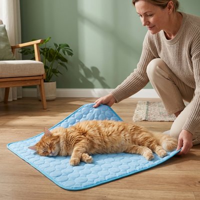 Tapis Rafraîchissant pour Chat 3 Tailles 50x40 à 70x55cm - Fraîcheur d'Été sans Électricité | Miaou&Co