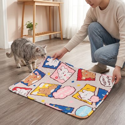 Tapis Rafraîchissant pour Chat 40x30 à 60x45cm - 2 Motifs Cœurs ou Carrés | Miaou&Co