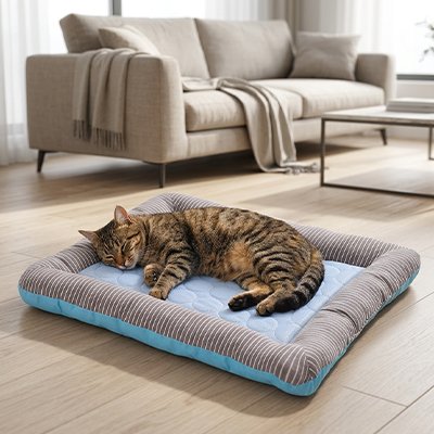 Tapis Rafraîchissant d'Été pour Chat 45x35 à 76x58cm - Couchage Frais 2 Coloris | Miaou&Co